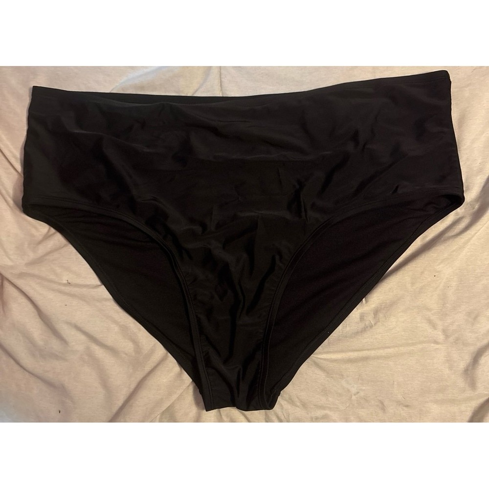 NEW Wild Fable Plus Size Solid Black Mid Rise Moderate Coversge Bikini Bottom 3X